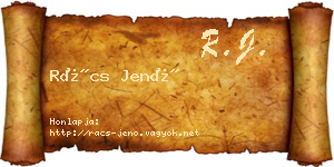 Rács Jenő névjegykártya